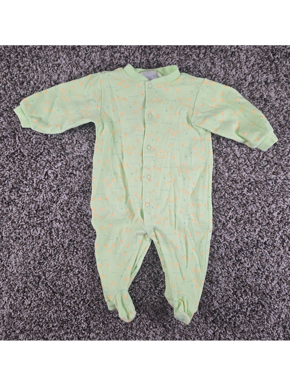 Vintage Carters Baby Sz 6-9M Cotton Sleeper Footed Green Snap Front